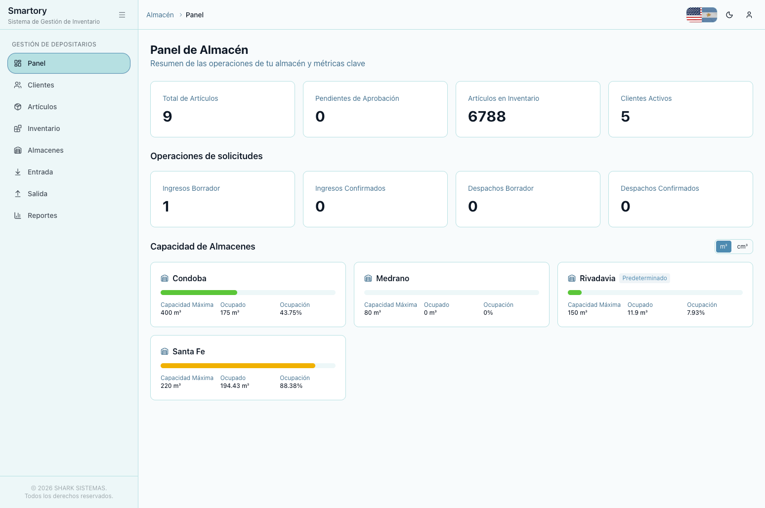 Panel general de Smartory